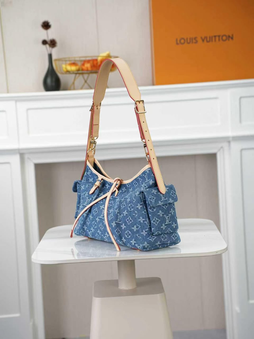 Louis Vuitton Carryall Cargo PM Bag Blue Denim 33.5cm M28287