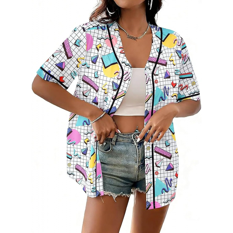80s 90s Outfit Women Baseball Jersey Disco Party