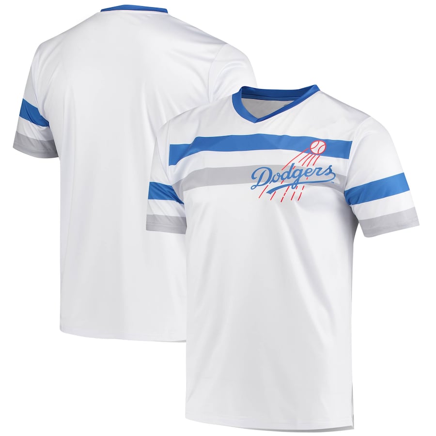 Los Angeles Dodgers Stitches Cooperstown Collection V-Neck Jersey White