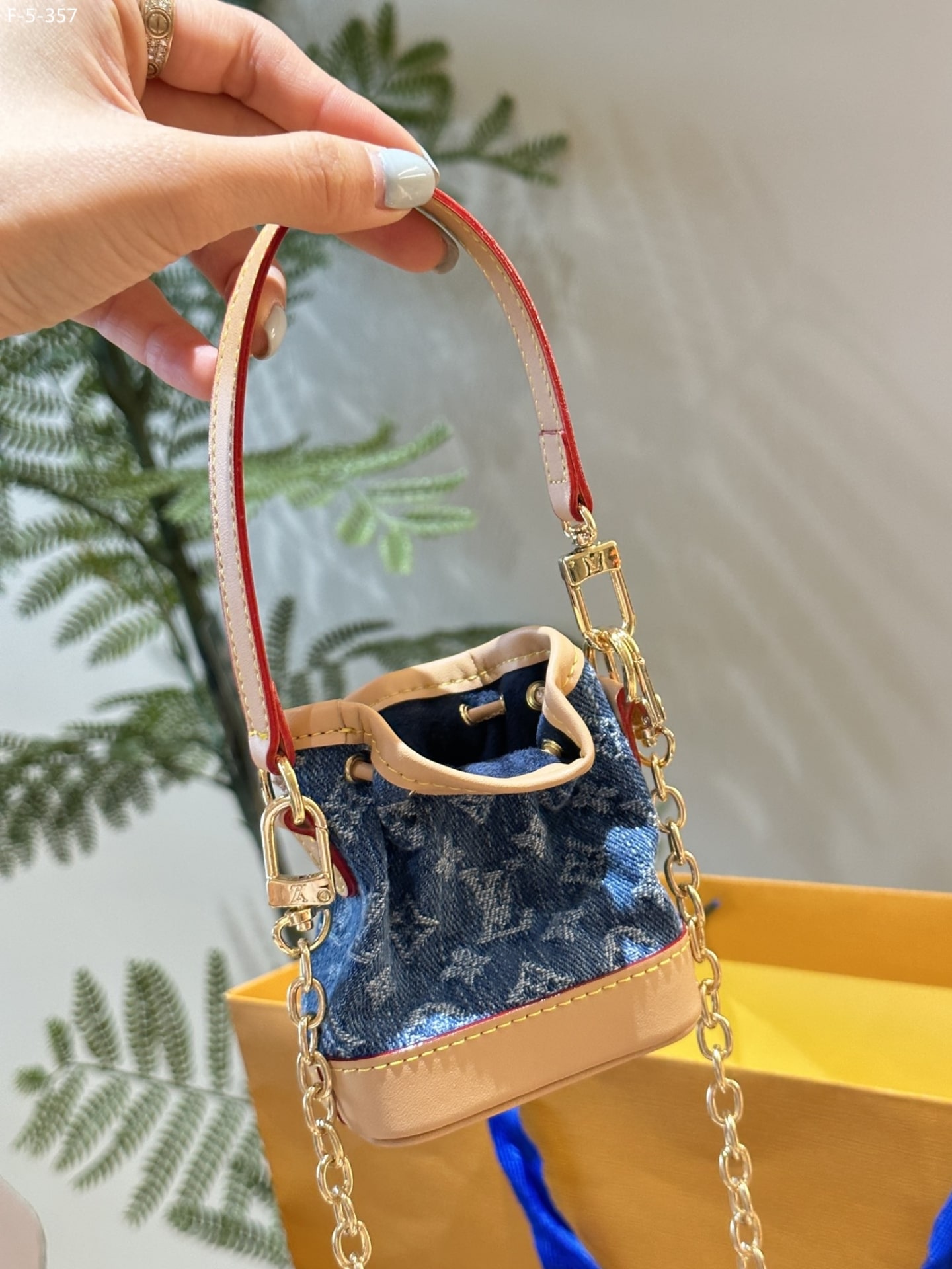 Louis Vuitton Micro Noe Bag Charm Monogram Denim Blue 10Cm M01700