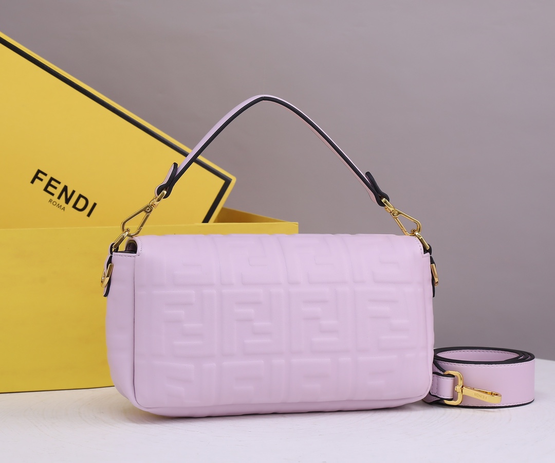 Fendi Baguette Leather Purple Nappa Bag 27Cm
