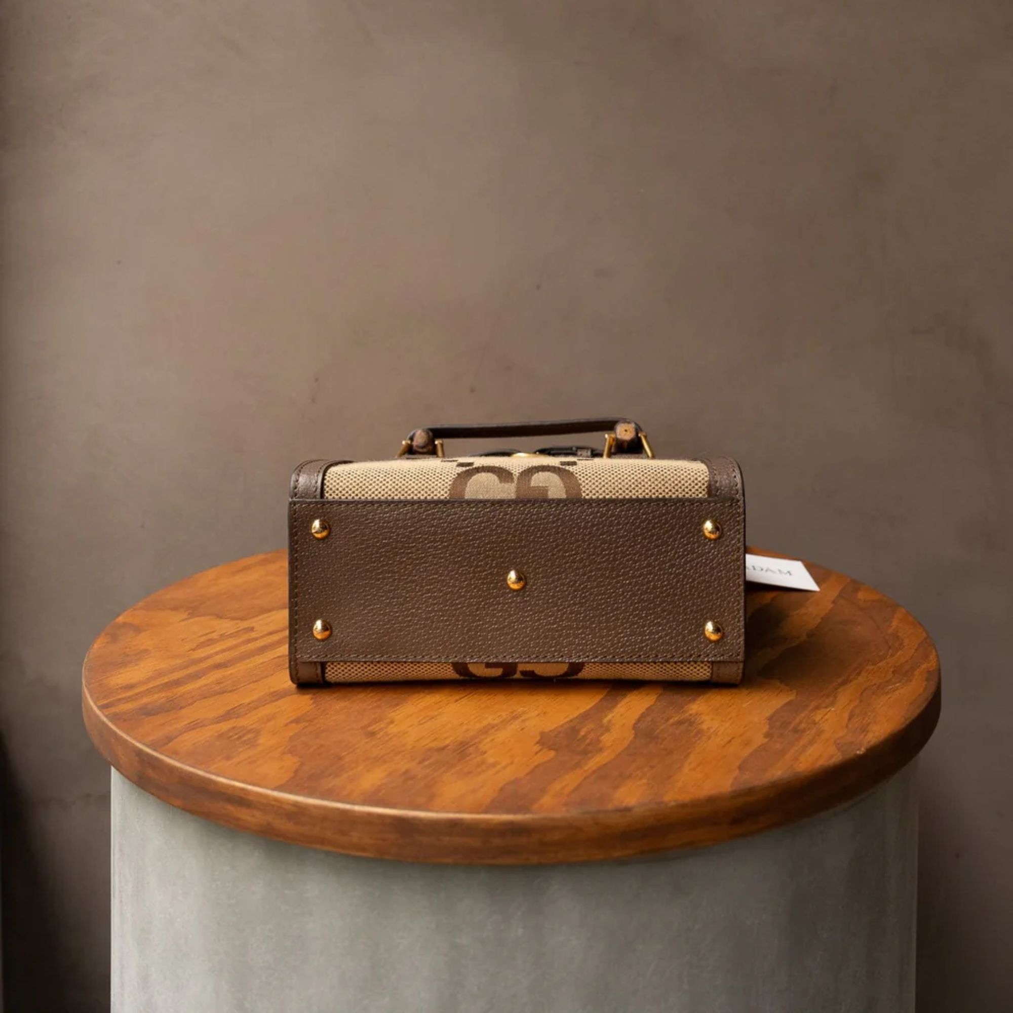 Gucci Diana Jumbo GG Mini Tote Bag Camel Brown Canvas 20cm