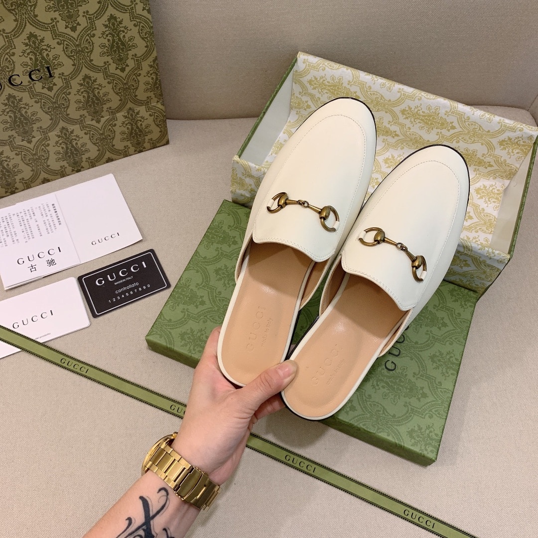 Gucci Princetown Leather Slipper White