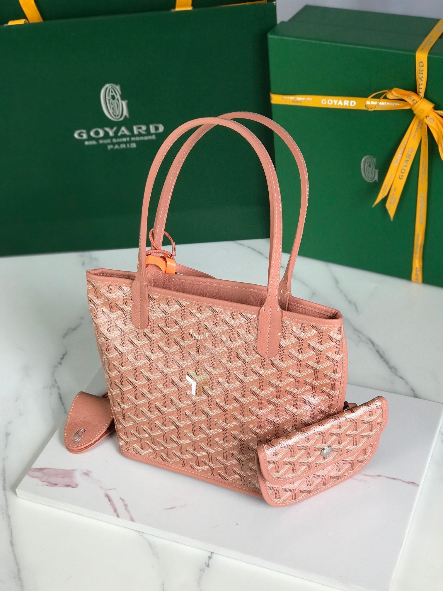 Goyard Anjou Mini Bag 20cm Manhattan Pink Calfskin And Goyardine Canvas