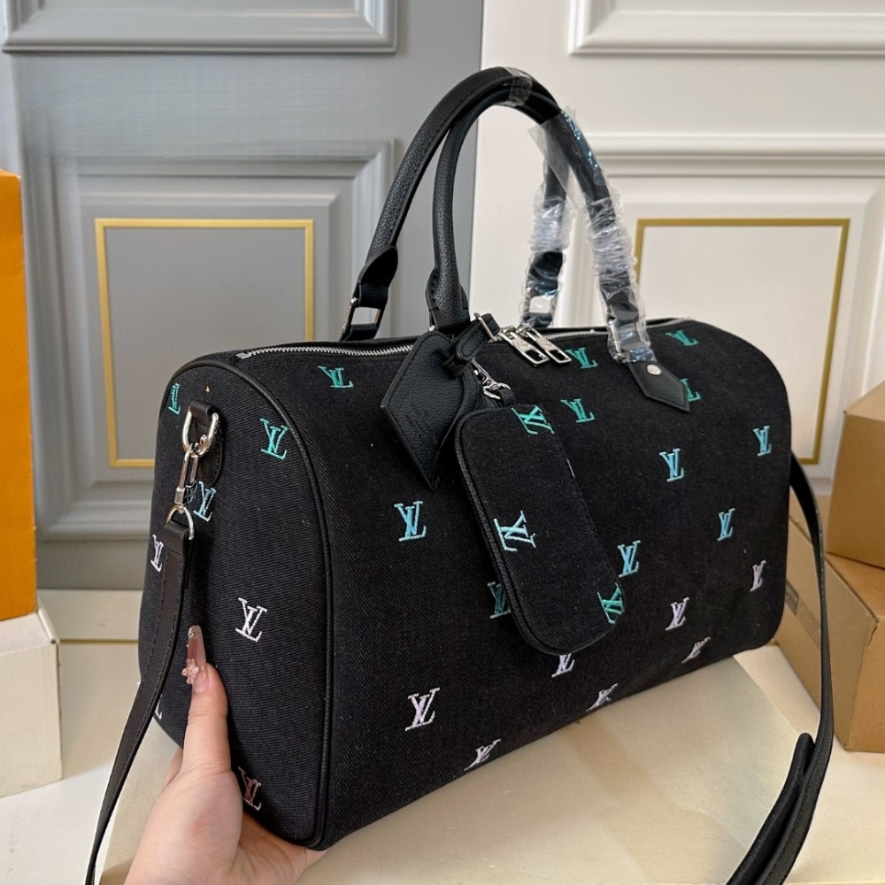 Louis Vuitton Keepall Bandoulière Black Denim 40cm