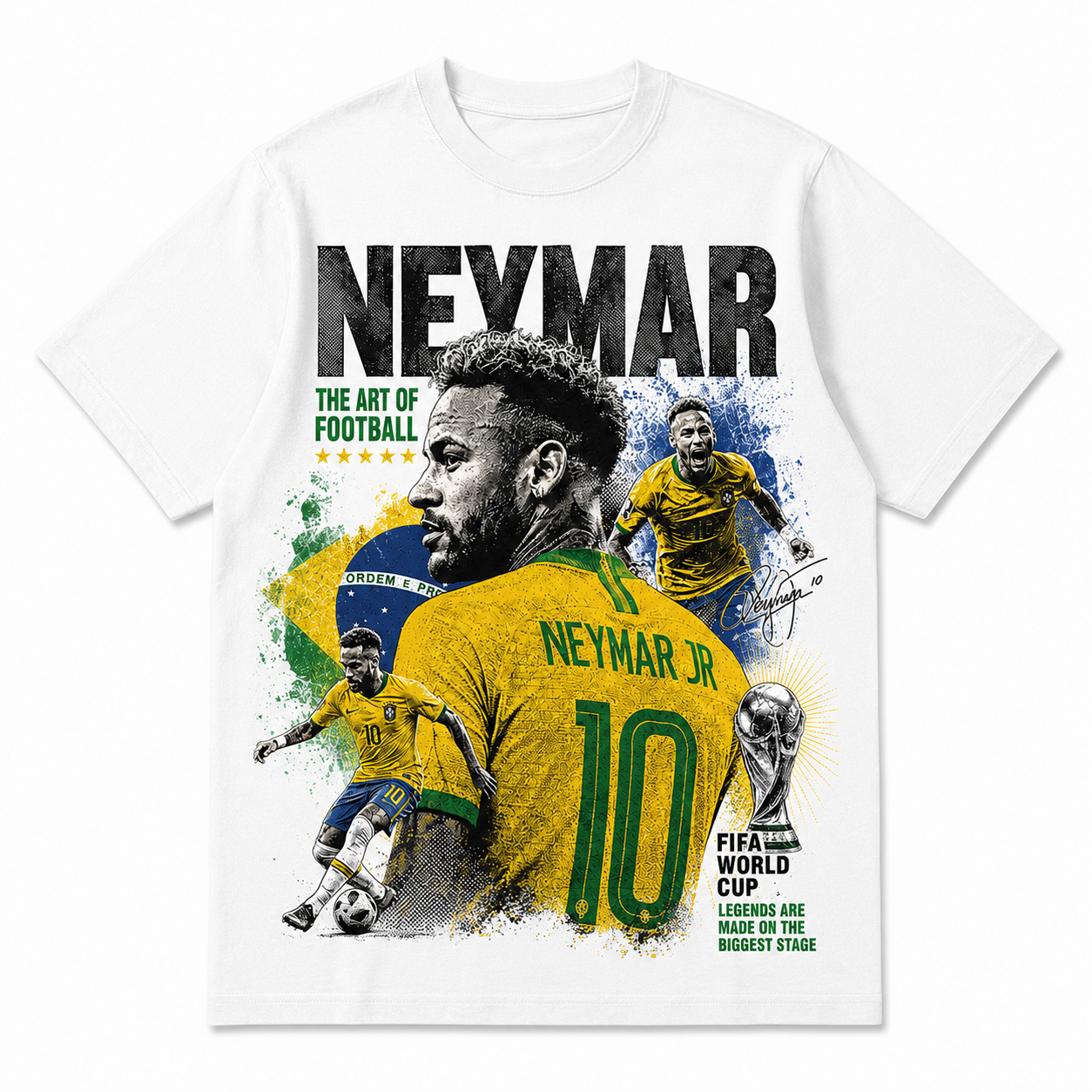 Neymar World Cup Printed T-Shirt  Unisex Loose Fit T-Shirt 100% Cotton Soft Comfortable Summer Casual Printed Top