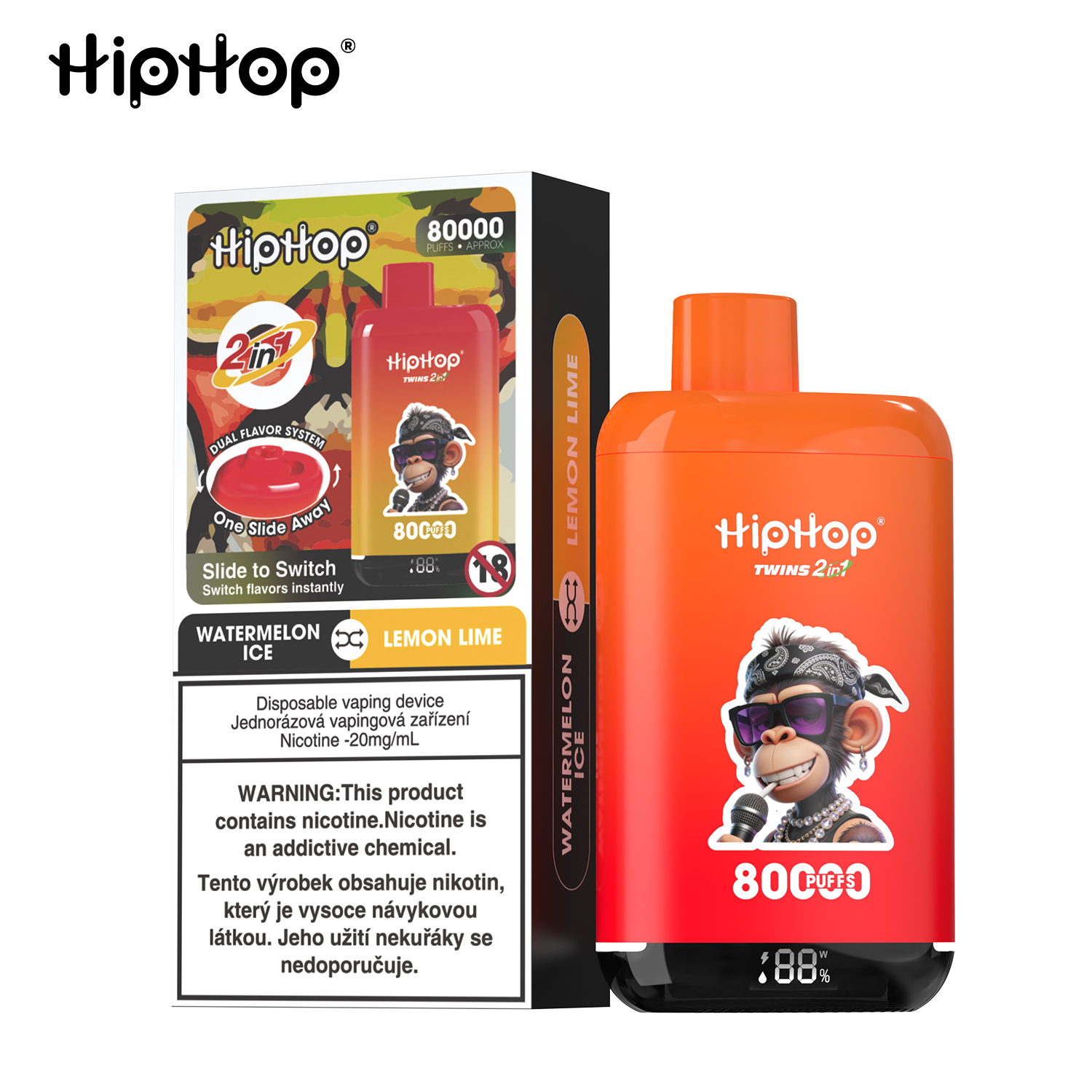 HIPHOP 80k Puffs Prefilled Vape |  Rechargeable