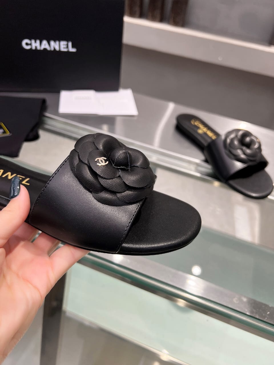 Chanel Mules With Camellia In Black G45499 X01000 94305