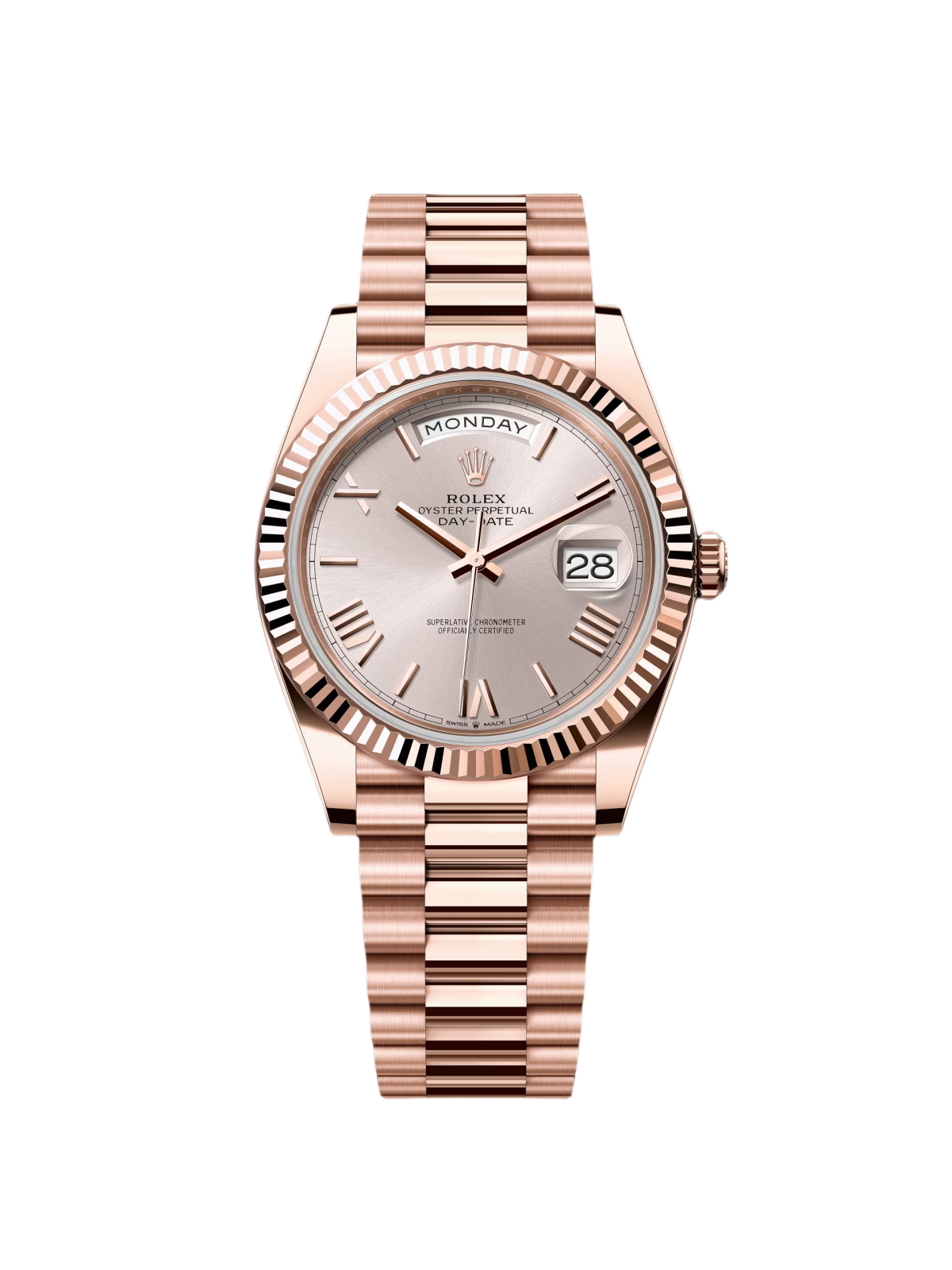 【Super Clone】RLX Day-Date President 40mm Everose Gold Sundust Roman Dial - 228235