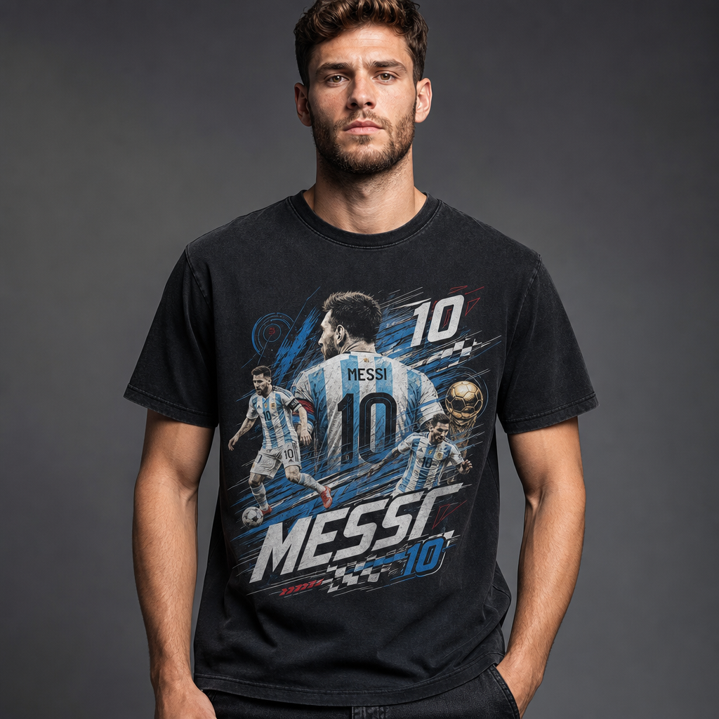 Messi World Cup Printed T-Shirt Unisex Loose Fit T-Shirt 100% Cotton Soft Comfortable Summer Casual Printed Top