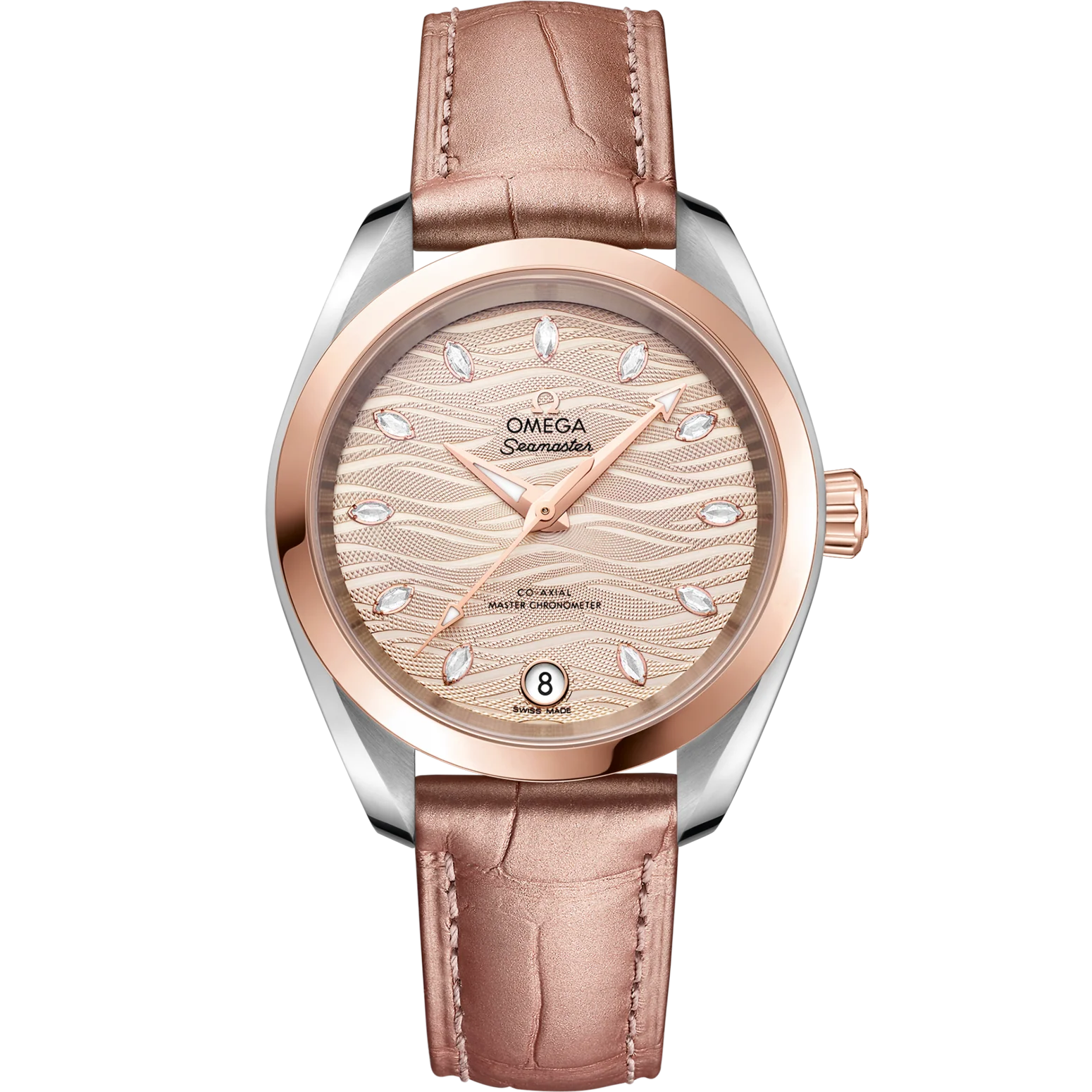 Omega Seamaster Aqua Terra 150M 34 mm Grey Dial with Diamonds Stainless Steel and Sedna™ 18k Rose Gold Strap 220.23.34.20.59.001