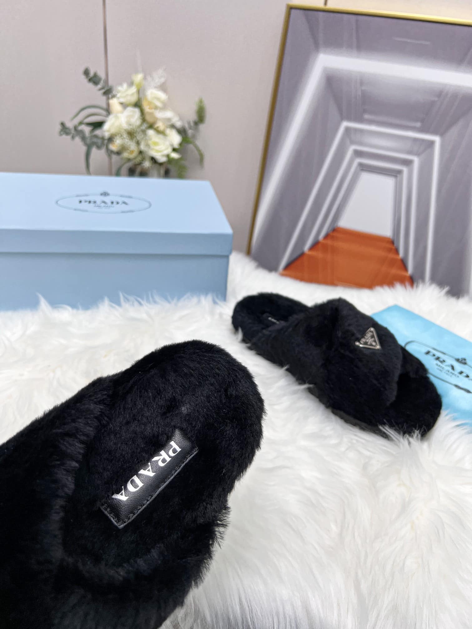 Prada Petal Black Terrycloth Sippers