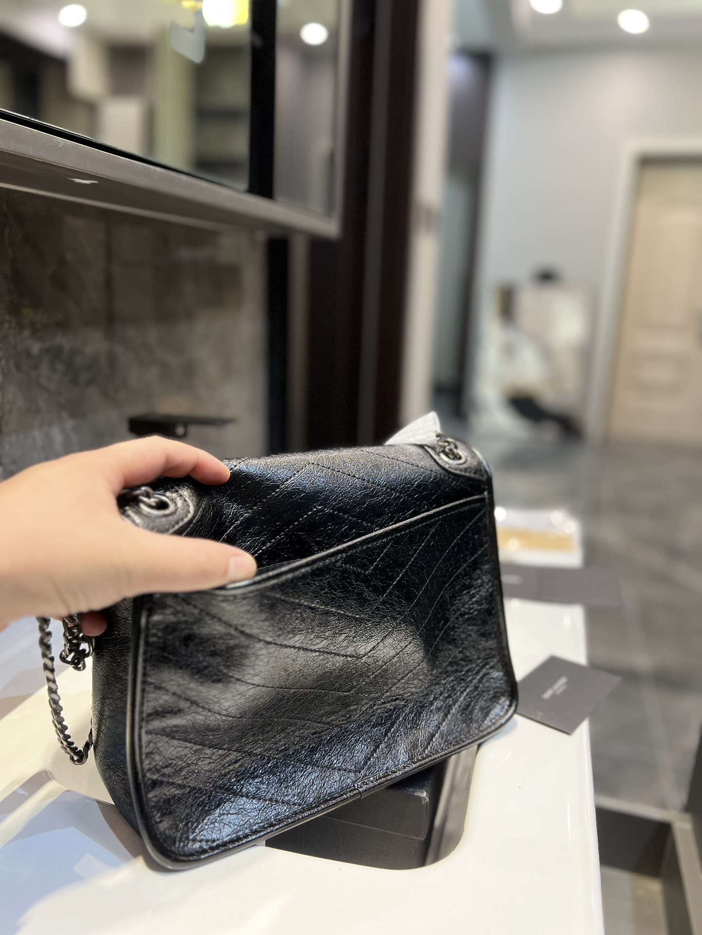 Saint Laurent Niki Baby Chain Bag In Black