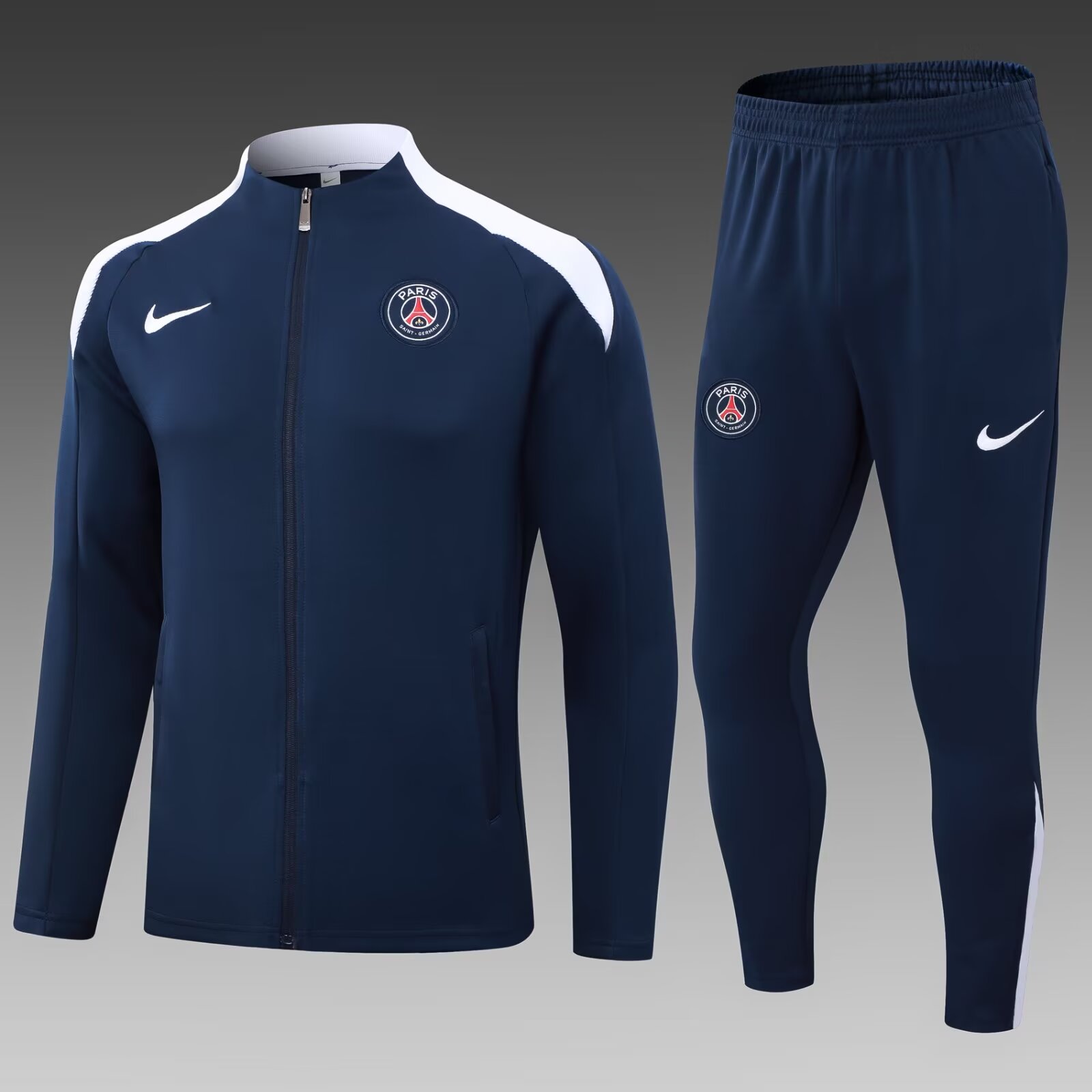 2024/2025 Psg Paris Saint-Germain Long Zipped Jacket Royal Blue Football Shirt 1:1 Thai Quality