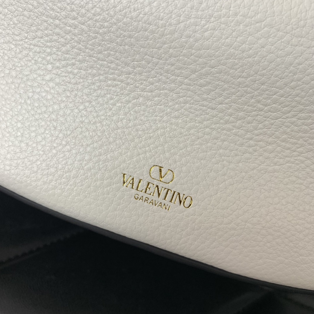 Valentino Garavani Small VLogo Moon Hobo Bag In Grainy Calfskin With Chain White 29Cm 4W2B0N08Jdk 098