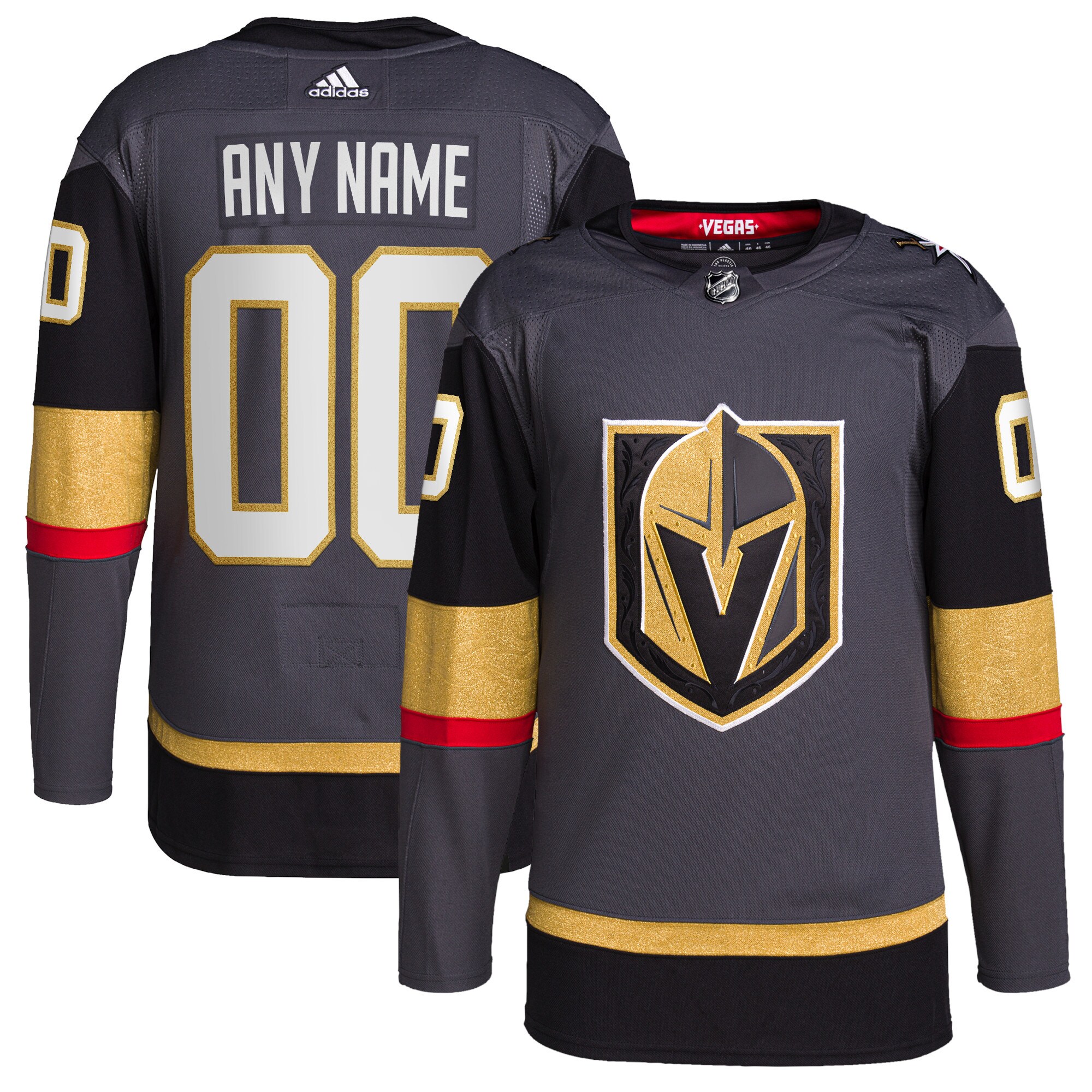 Vegas Golden Knights adidas  Alternate  Primegreen Authentic Custom Jersey – Gray