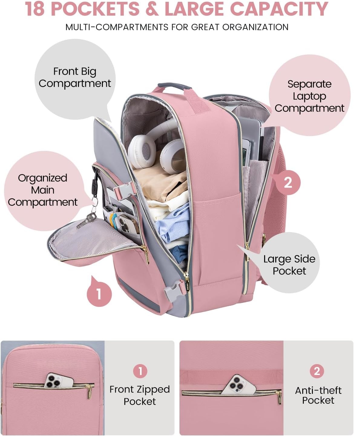 40L Travel Backpack for Women & Men