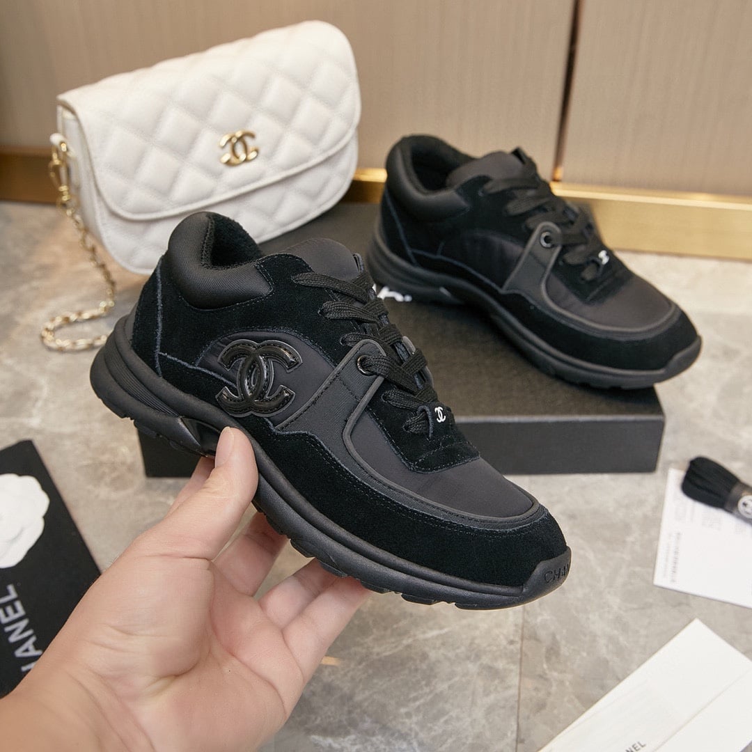 Chanel Suede Reflective Sneakers Black