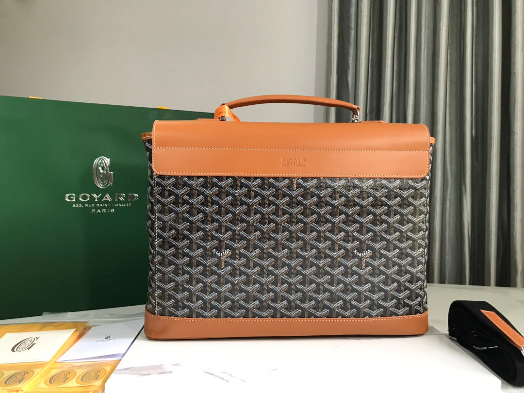 Goyard Citadin Bag 38Cm Black And Tan Canvas