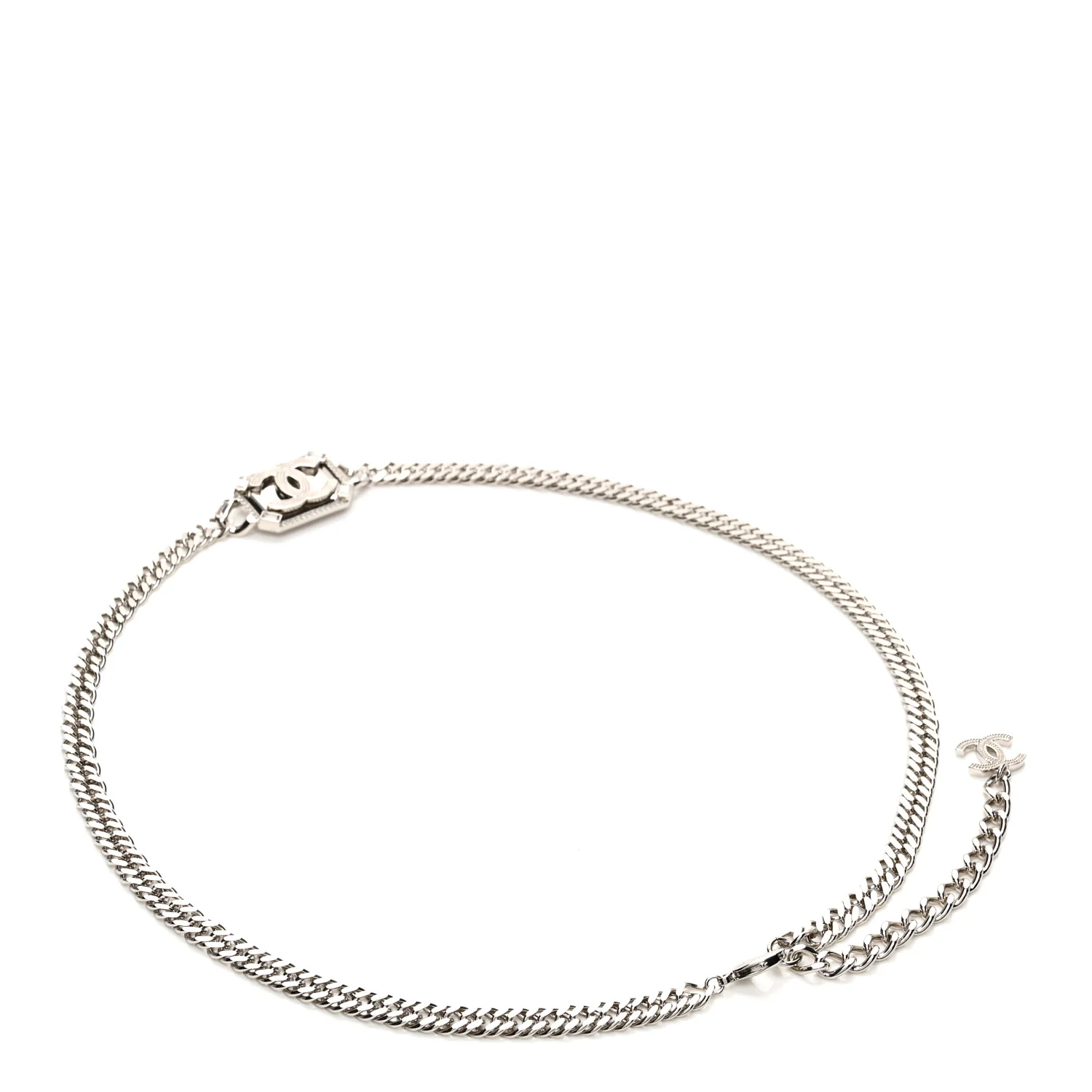 Metal Crystal CC Vendome Chain Belt 75 Silver