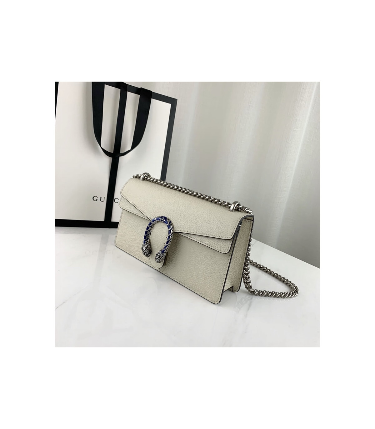 Gucci Dionysus Small Shoulder Bag in White Leather