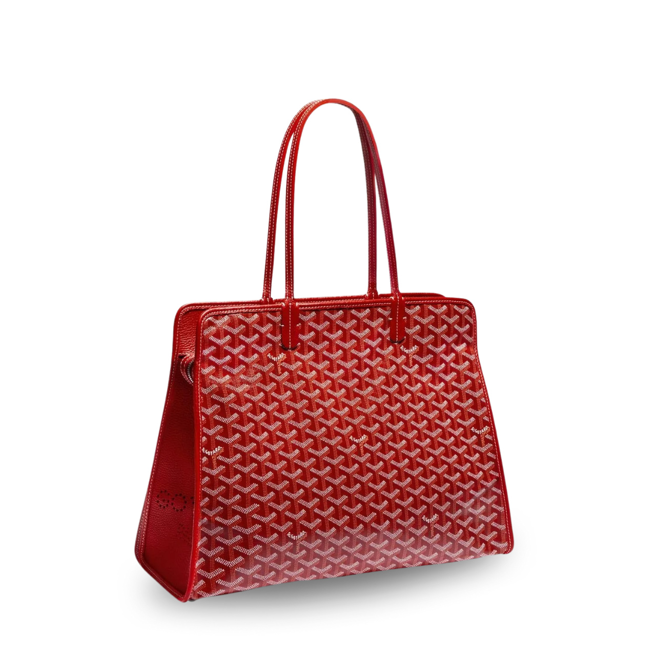 Goyard Hardy Pm Bag 40 Cm Red Goyardine Canvas And Taurillon Leather Trim