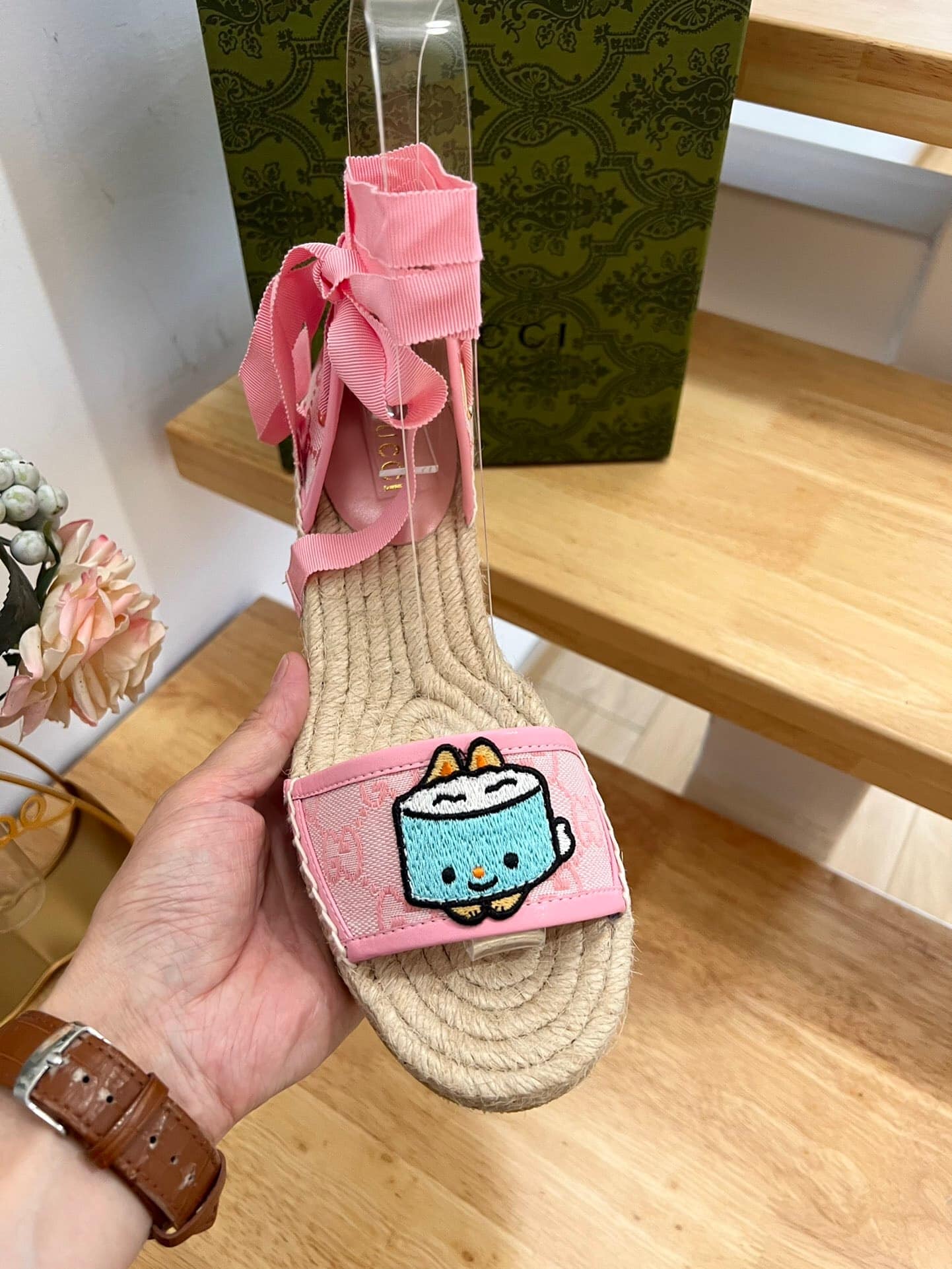 Gucci Women’S Gg Espadrille With Patch Pink
