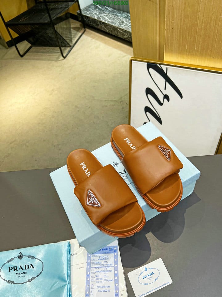 Prada Soft Padded Nappa Leather Slides Brown