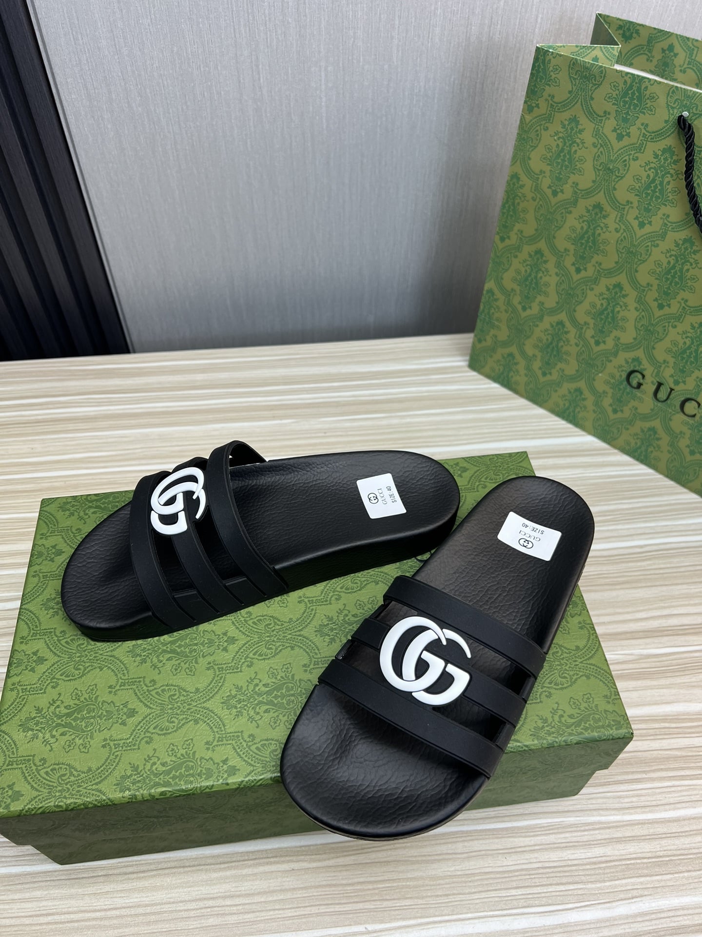 Gucci Slippers Sandals Mules Summer With Gg Logo White