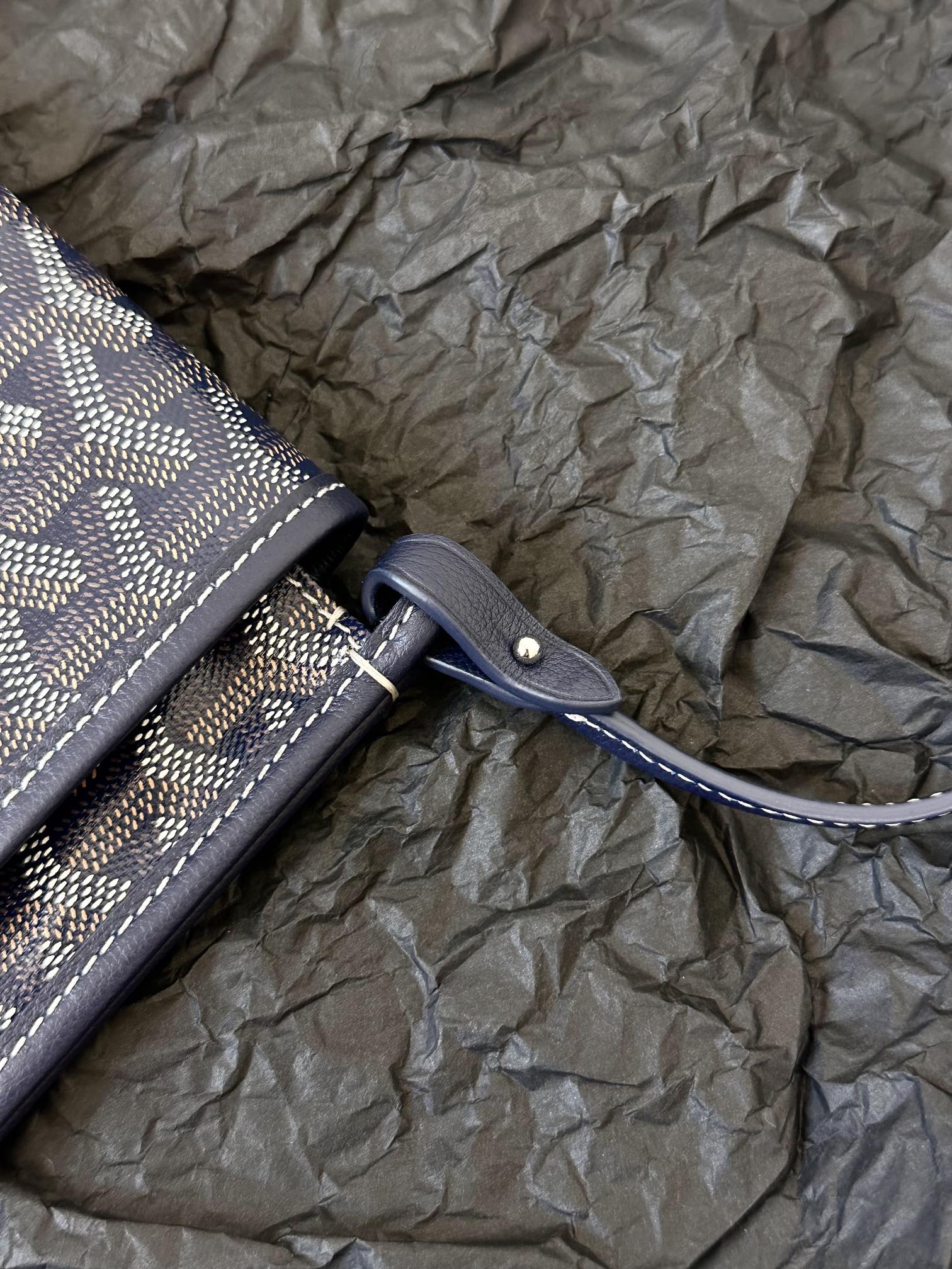 Goyard Plumet Pocket Wallet 20cm Navy Blue Goyardine Canvas And Lambskin Trim