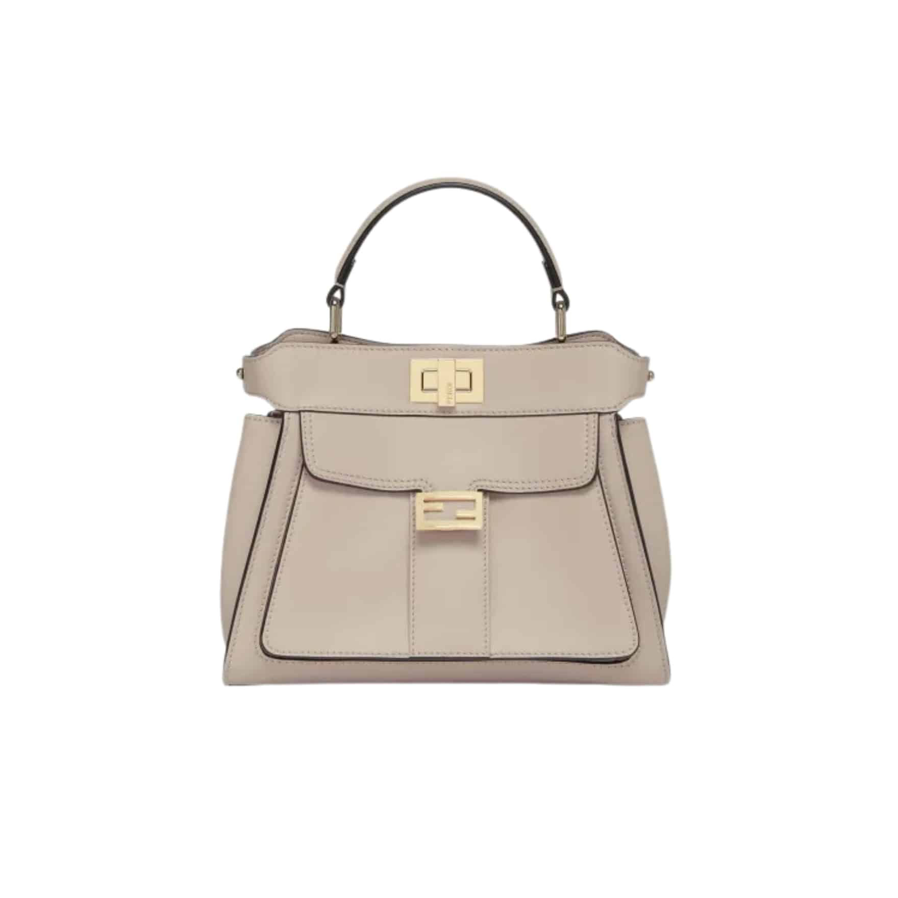 Fendi Peekaboo Mini Bag Leather Bag With Baguette Pocket Beige 23Cm