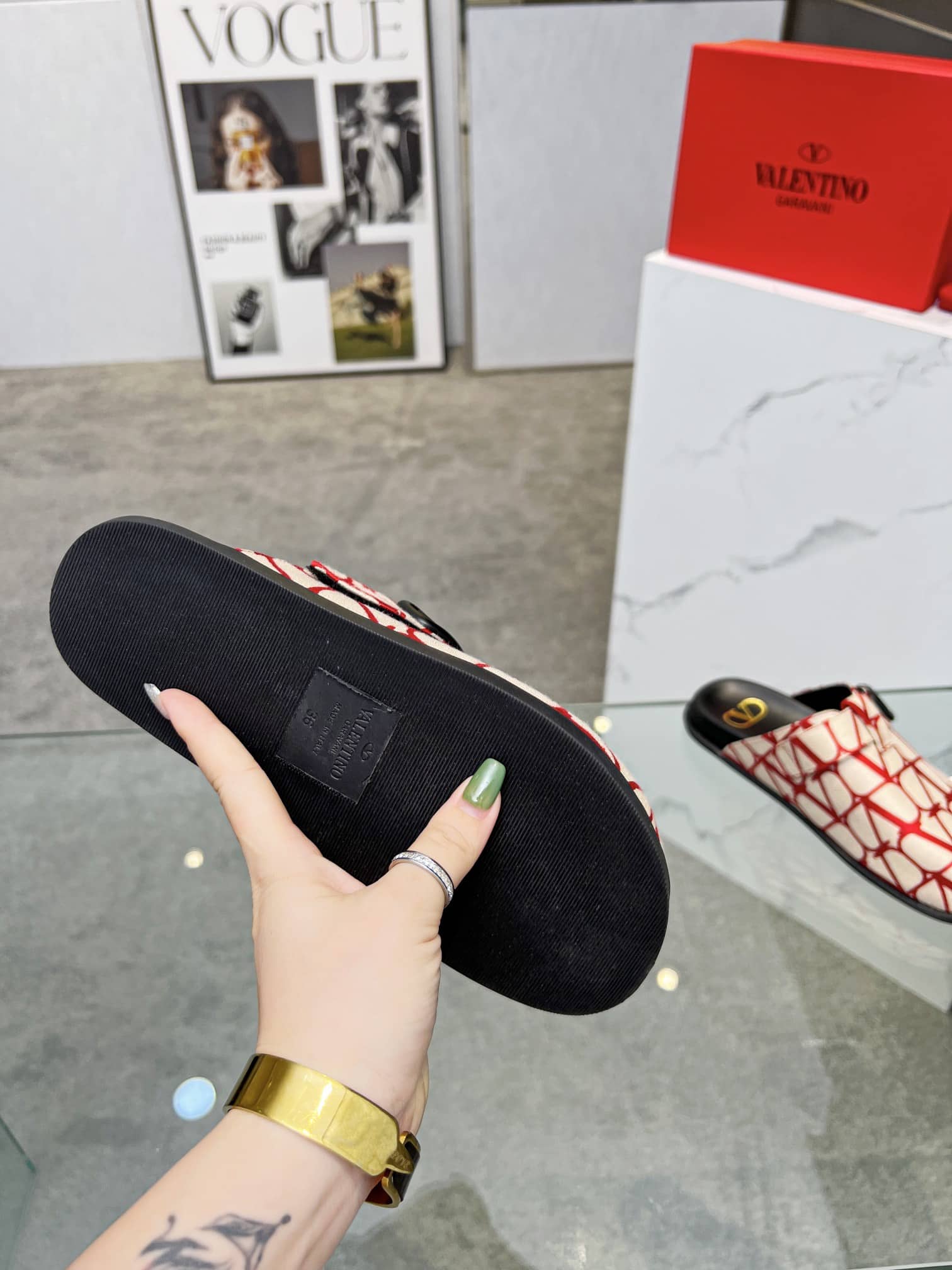 Valentino Garavani Toile Iconographe VLogo Clog Red