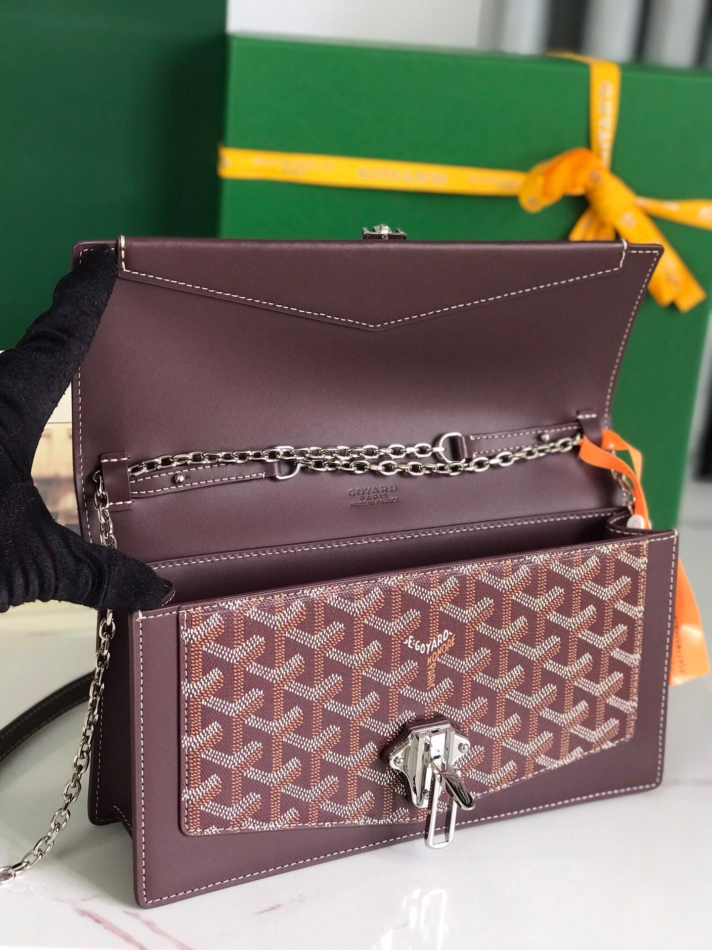 Goyard Duchesse Marie-Caroline Bag 25cm Wine Red Goyardine Canvas And Smooth Calfskin