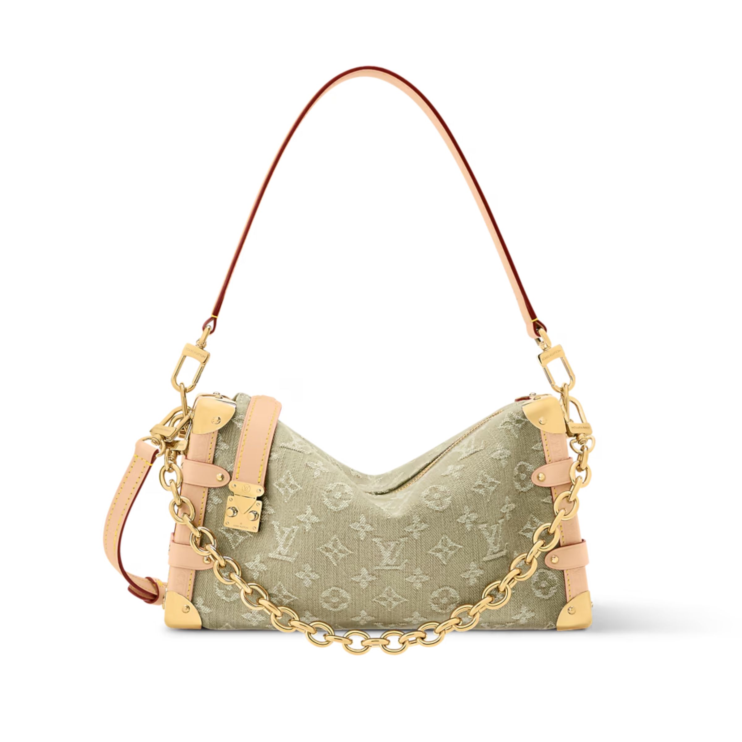 Louis Vuitton East West MM Side Trunk Bag Khaki Denim 28cm M27451