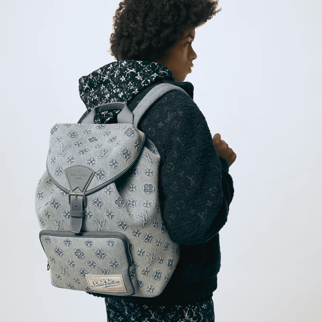 Louis Vuitton Montsouris Backpack Monogram Wash Denim Blue 40Cm M22534