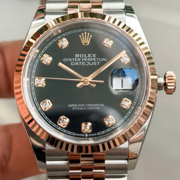 [Superclone] Rolex Datejust 36mm Bright Black Dial Everose Jubilee 126231