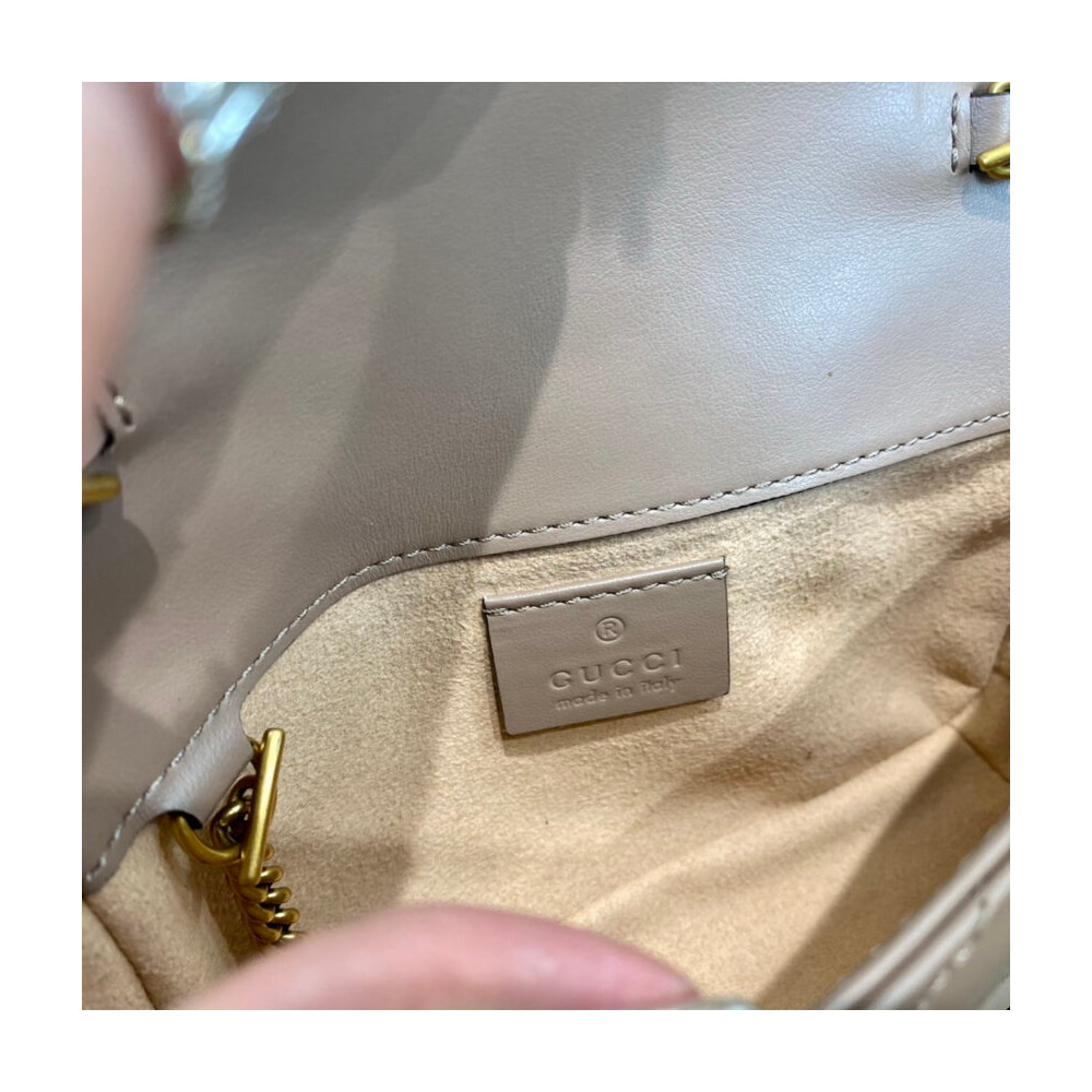 Gucci GG Marmont Matelasse Chevron Leather Super Mini Bag Nude Pink