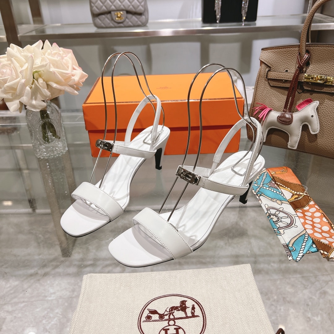 Hermes Glamour 75 Sandal White