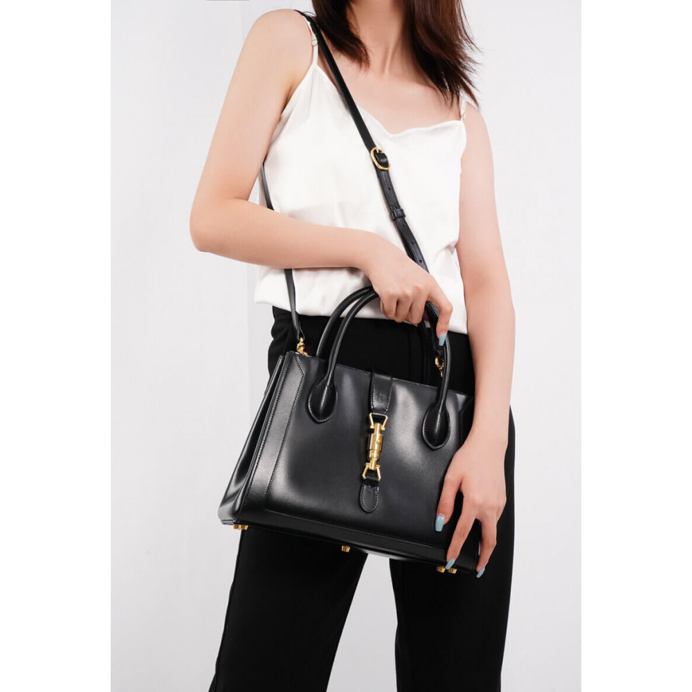Gucci Jackie 1961 Medium Tote Bag in Black Leather 30cm