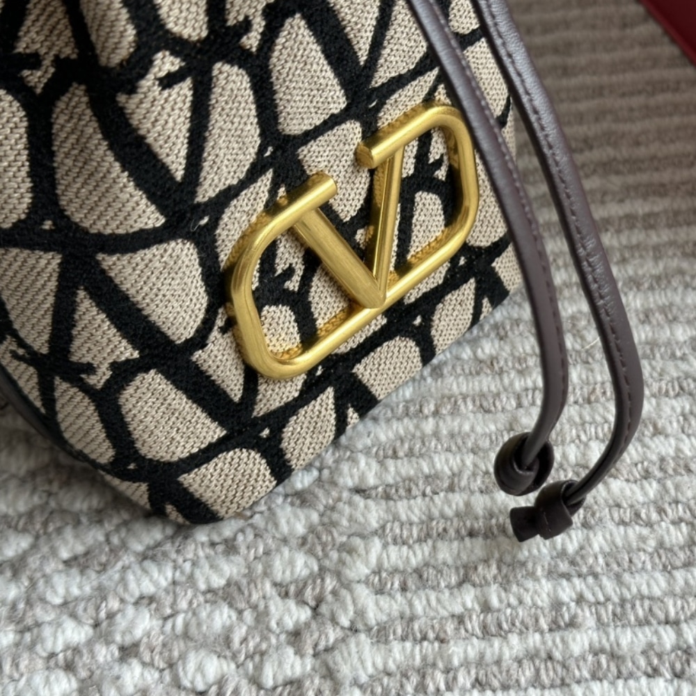Valentino Mini VLogo Signature Bucket Bag In Toile Iconographe Brown 22Cm 5W2P0Z44Vri 6Zn
