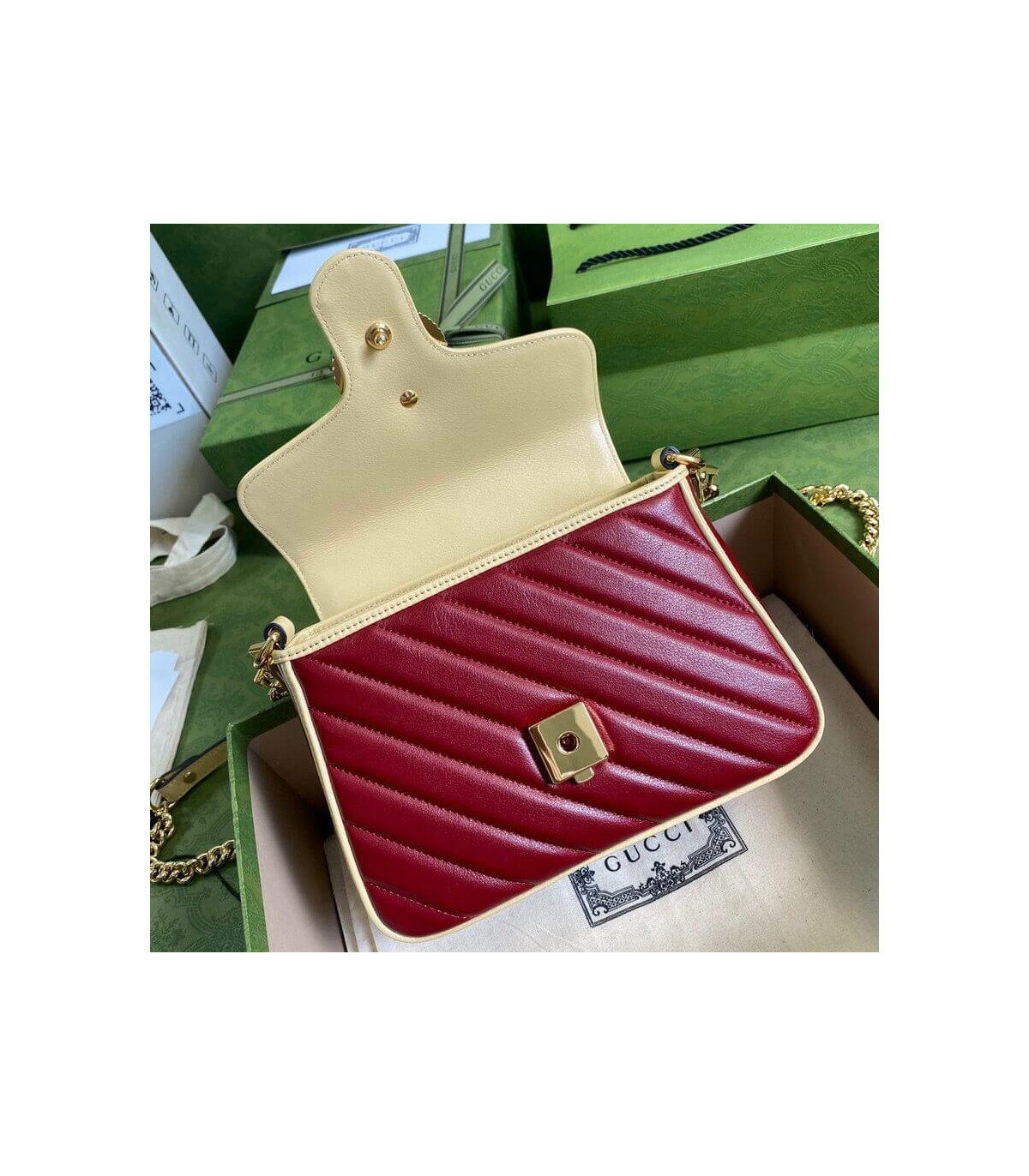 Gucci GG Marmont Mini Bag Blue and Red Leather