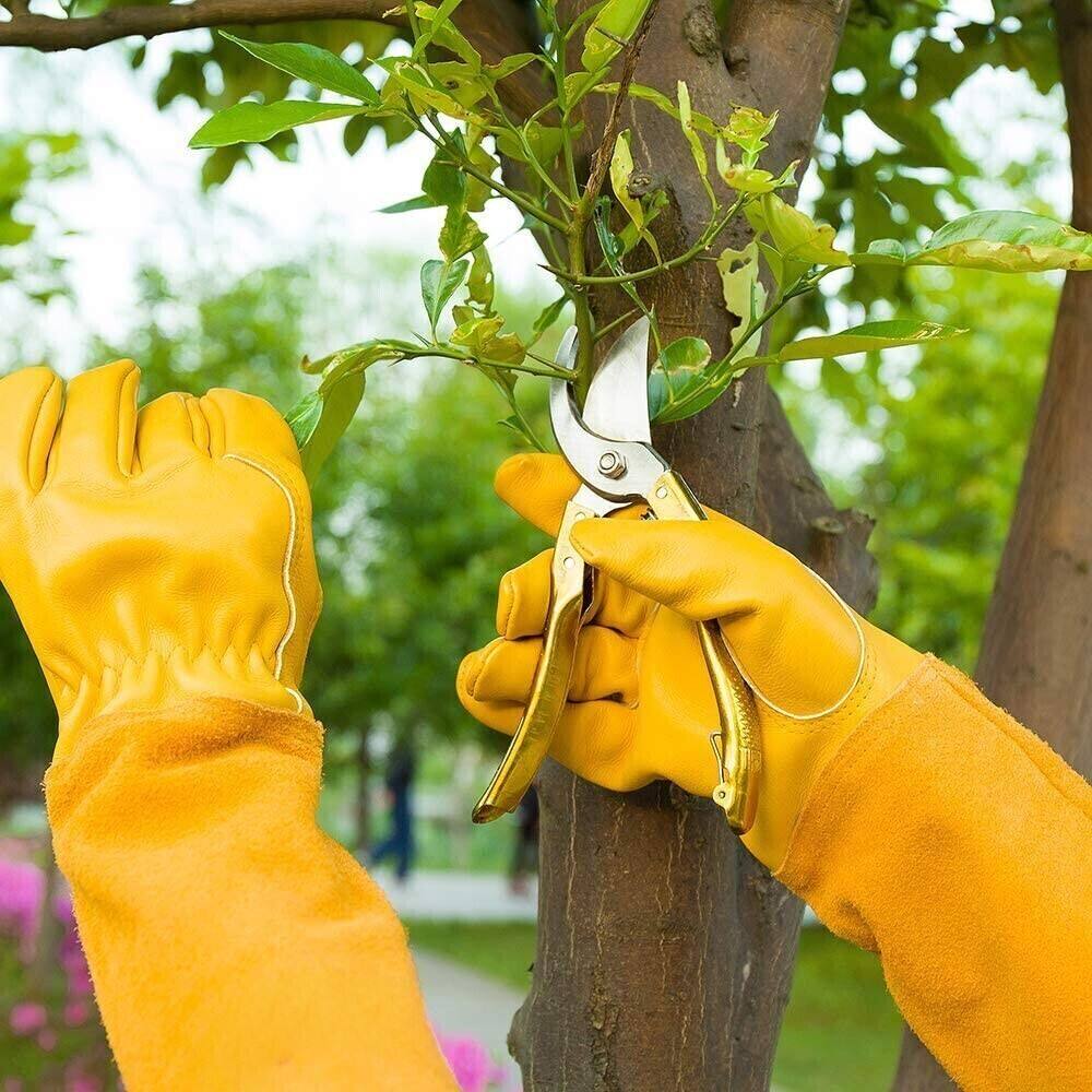 Durable Thick Cowhide Leather Work Garden Gloves