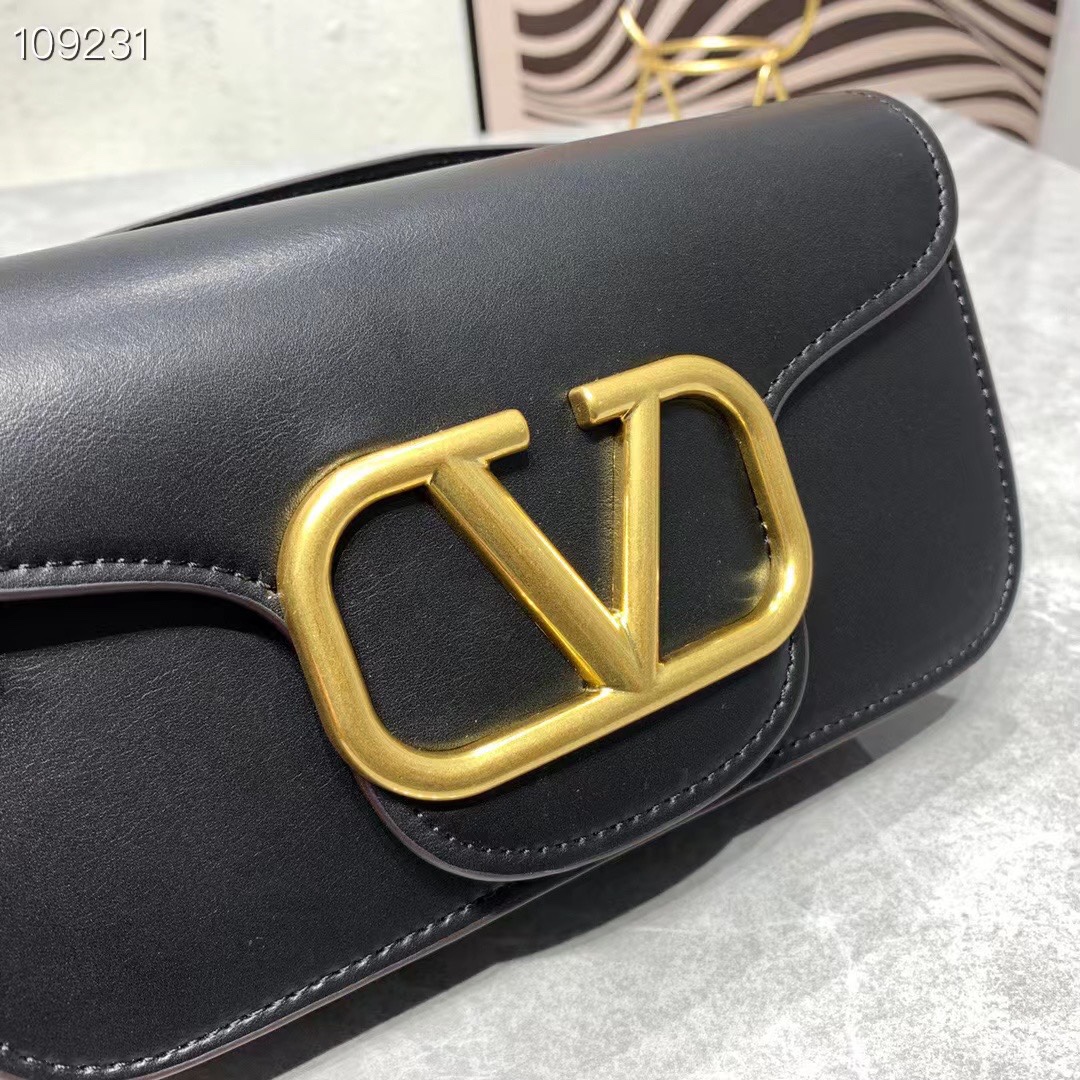 Valentino Locò Small Shoulder Bag In Calfskin Black 1W2B0K53Zxl0No