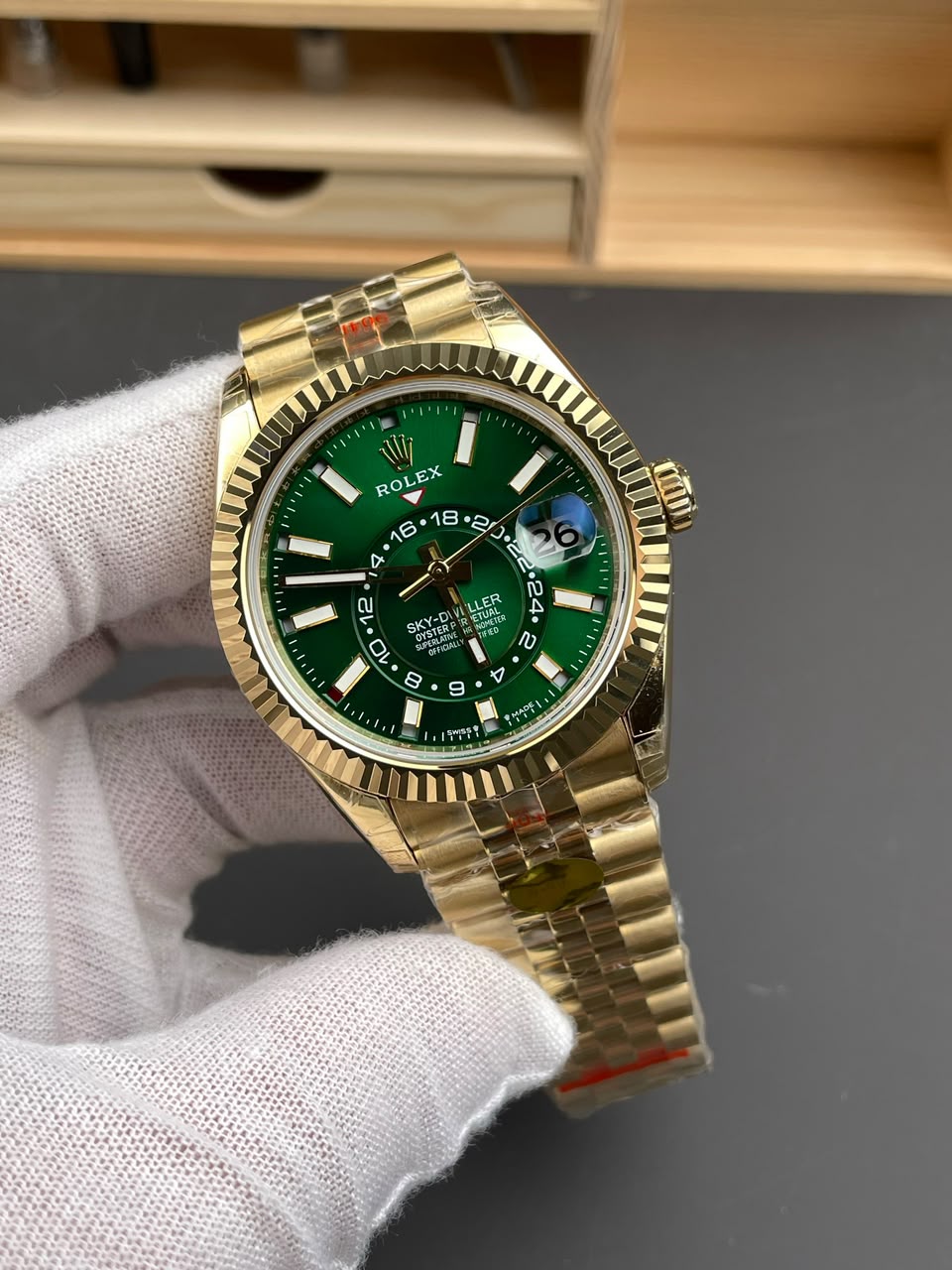 [Superclone] Rolex Oyster Sky-Dweller 42 mm Yellow Gold 336938 Green Dial