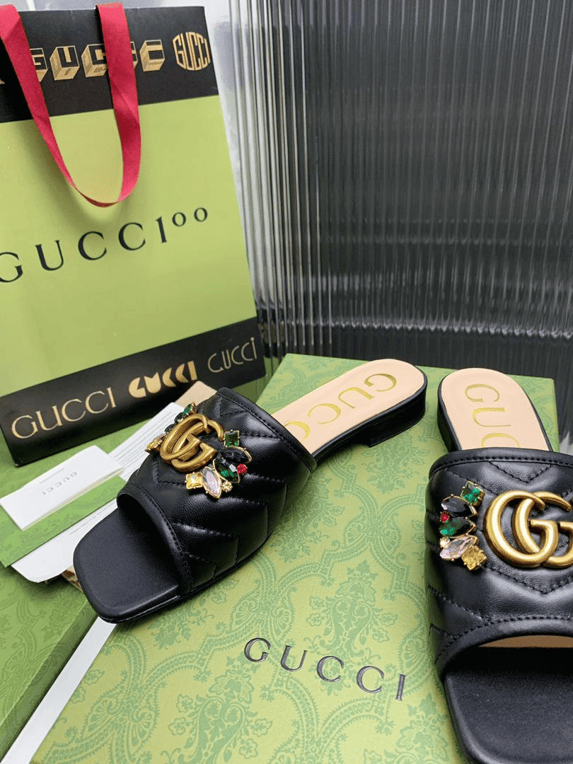 Gucci Women Black Slipper ?With Double G 655463