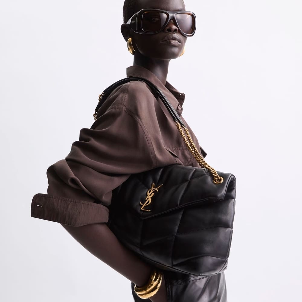 Saint Laurent Puffer Medium In Leather Gold Hardware Black 35cm 5774751EL071000