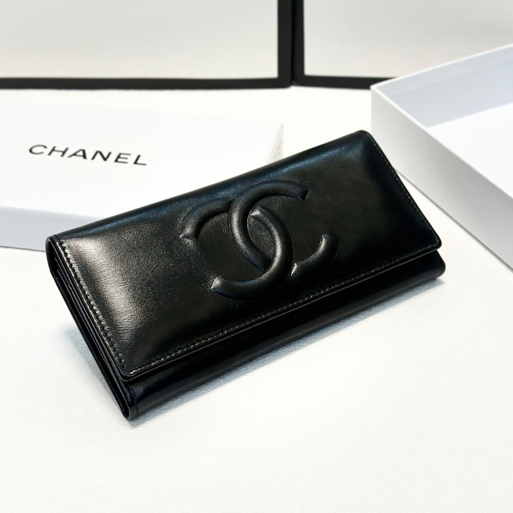 Chanel Long Wallet Black 19Cm