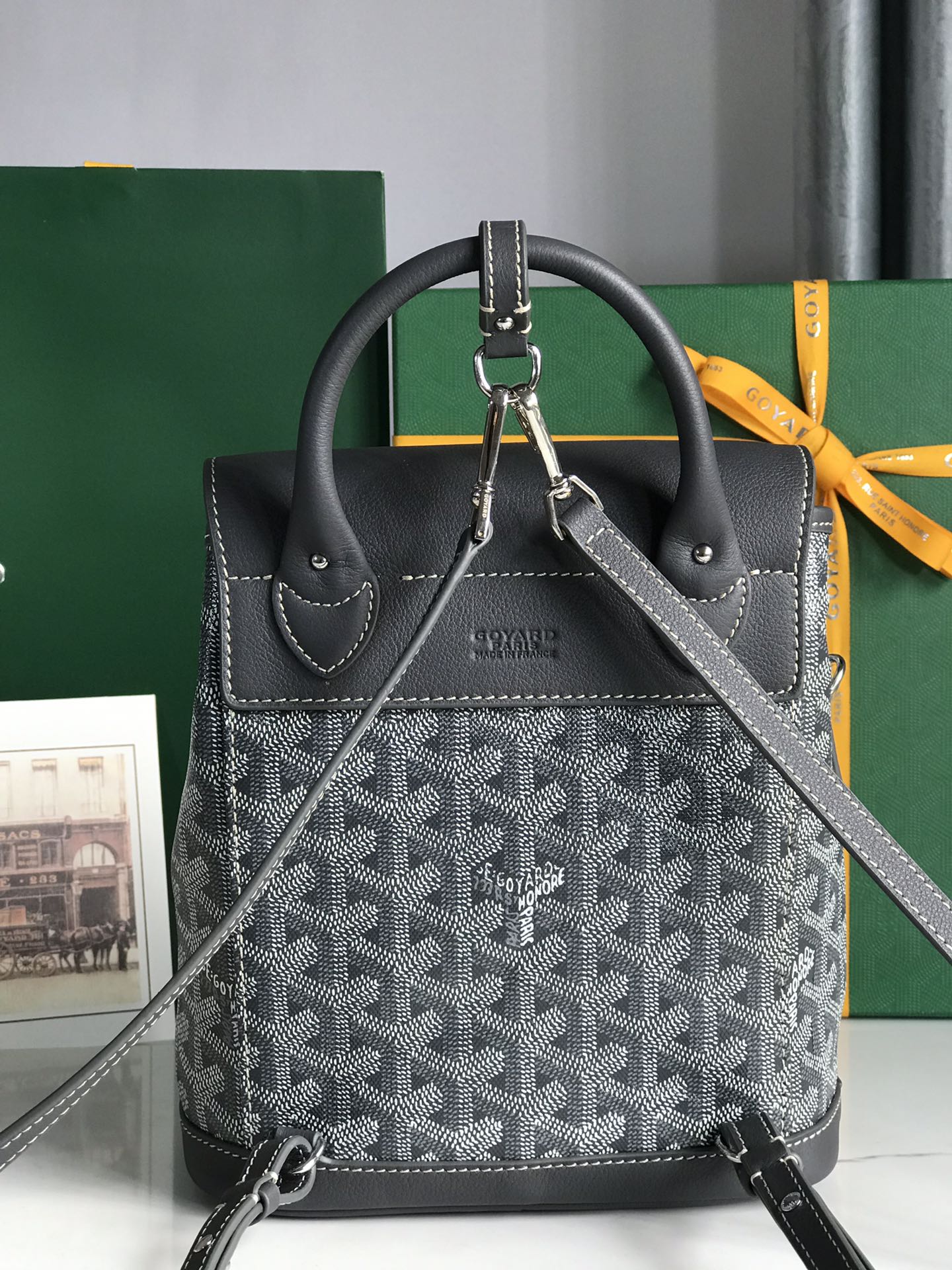 Goyard Alpin Mini Backpack 21 Cm Gray Lambskin And Goyardine Canvas