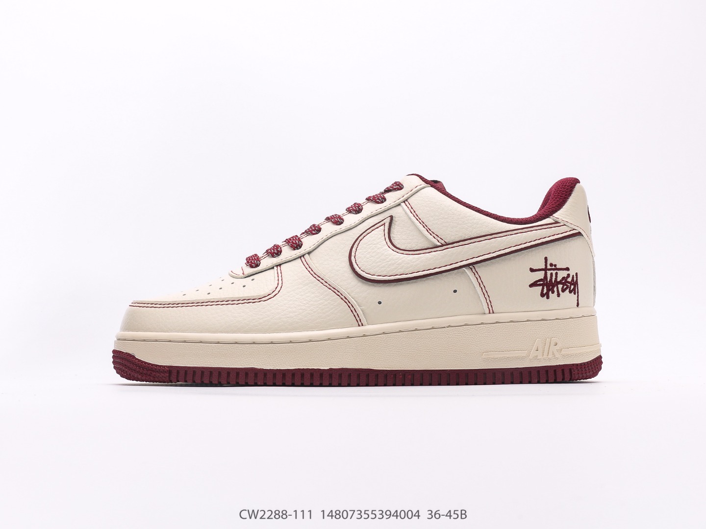Nike Air Force 1 Low Stussy Cream Burgunddy