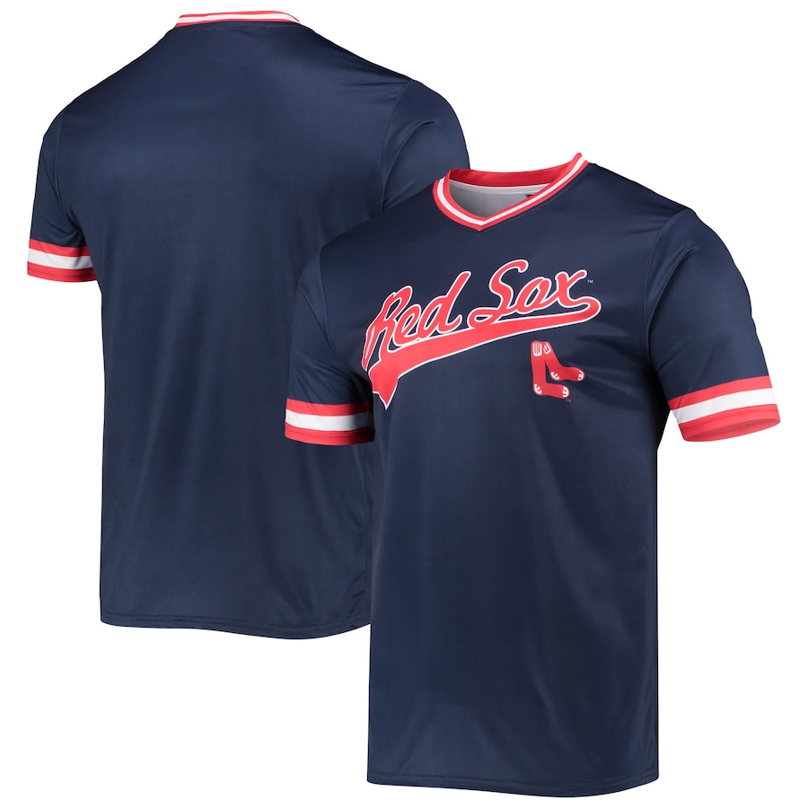 Boston Red Sox Stitches Cooperstown Collection V-Neck Team Color Jersey Navy/Red